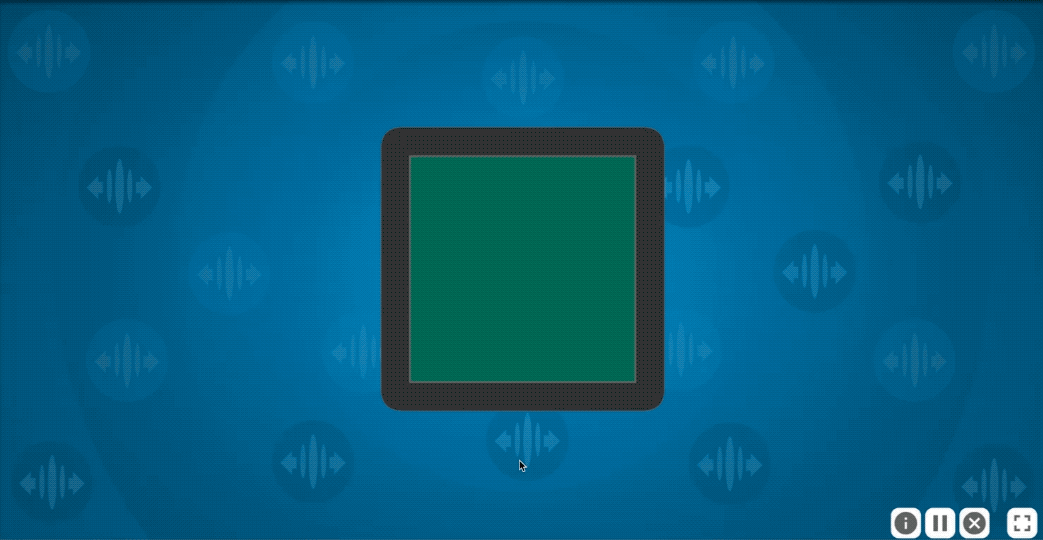 An animation from Visual Sweeps. A green square is present in the middle of the screen. Dark bars appear within the square and begin to move. The first sweep shows the bars expanding, and the second sweep shows the bars contracting.