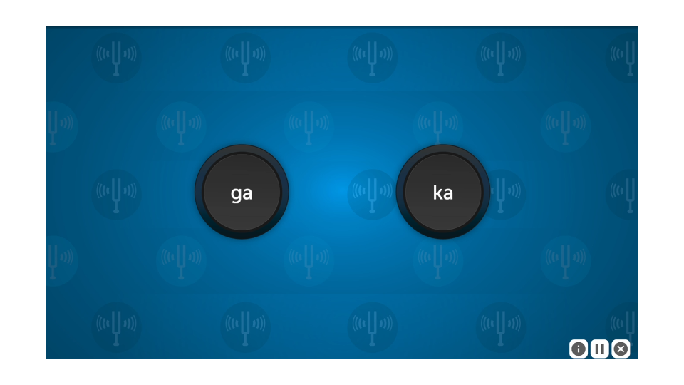 A screenshot of Fine Tuning. There are two large, dark buttons on screen. The button on the left reads GA, and the button on the right reads KA.