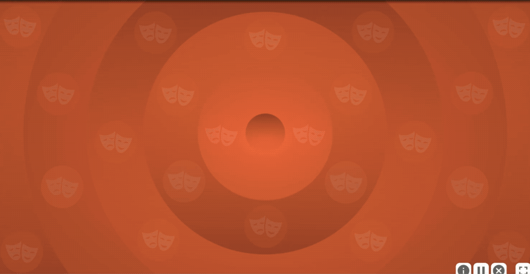 An animation from the exercise Face to Face. In the center of the screen a square frame with the face of a smiling person appears and then disappears.